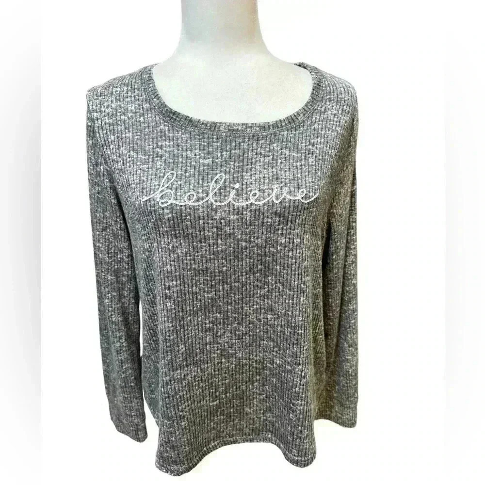 Laura Ashley "Believe" Pajama Top Large